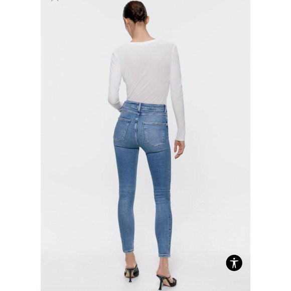 Zara VENICE BLUE ZW PREMIUM '80S HIGH WAIST JEANS Blue-2553/242-NWT - Picture 2 of 11